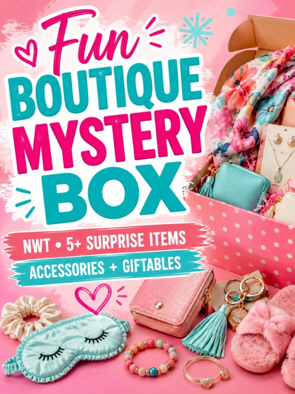NWT Boutique Accessories Mystery Box 5+ Items Giftable Surprise
